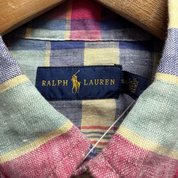 Polo Ralph Lauren NEW Men's Small Multicolor Plaid Linen Pony Button Down Shirt